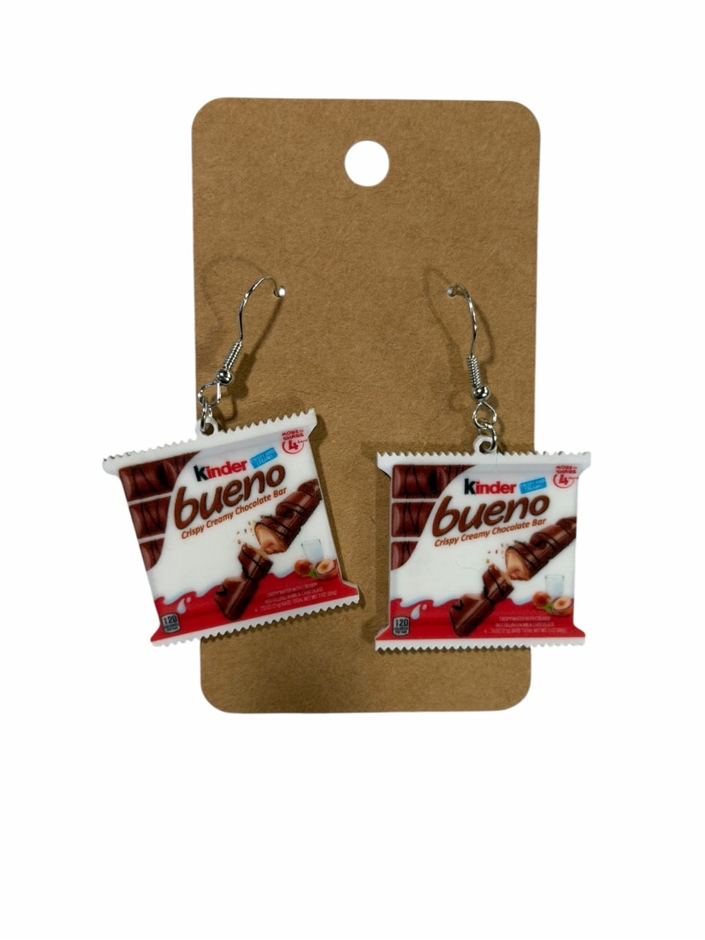 Chocolate Bar Drop Earrings - Red & White